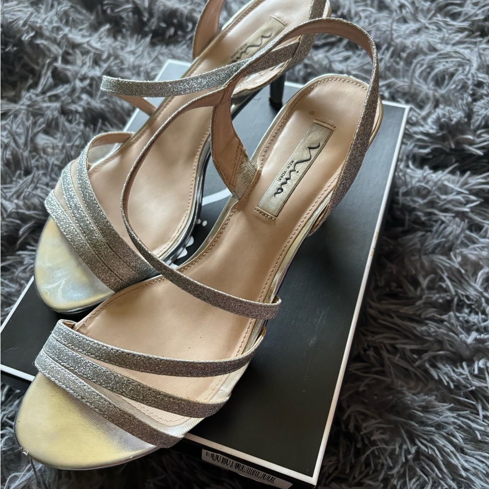 Silver Nina Heels